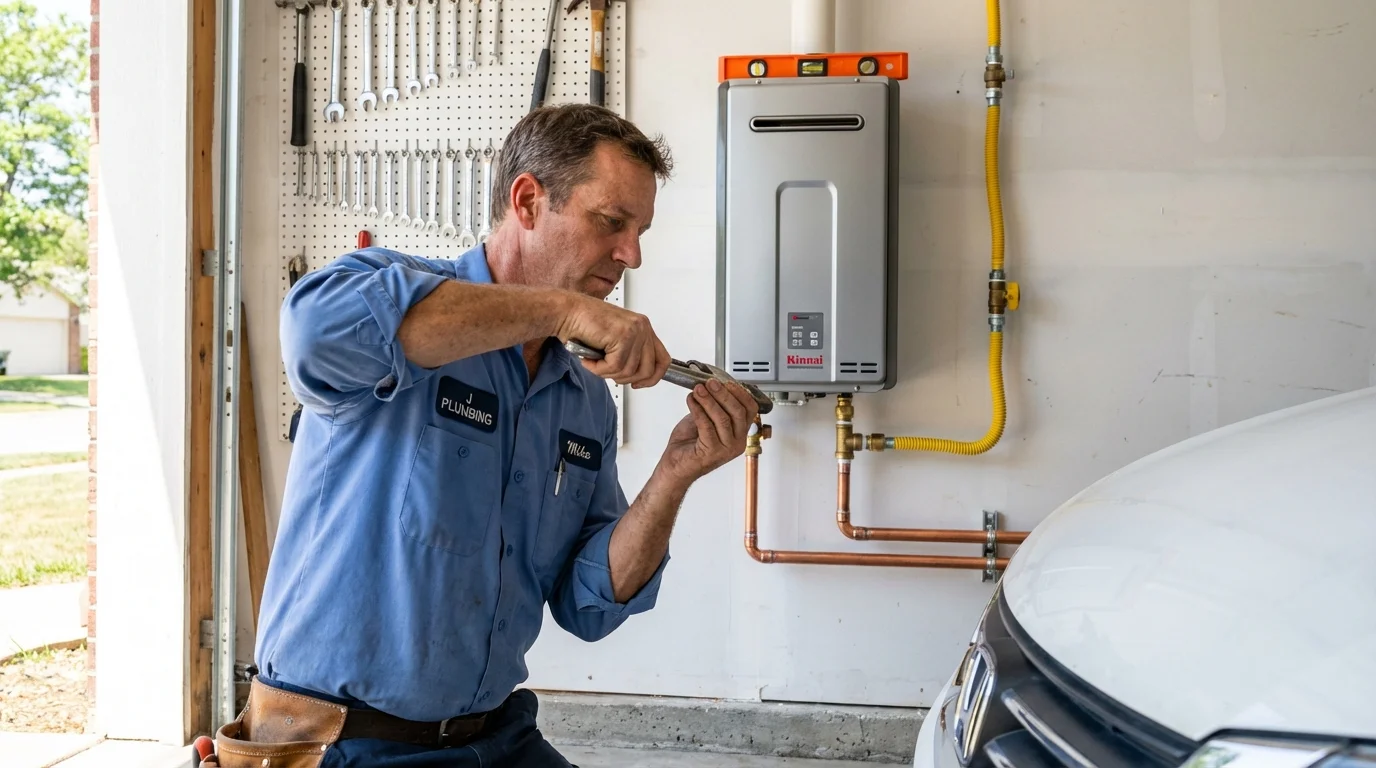 Tankless water heater installation by a Johns Plumbing LLC plumber in Mukwonago